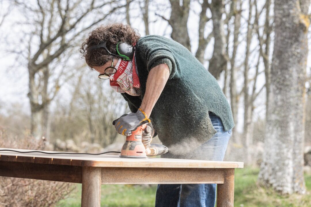 woman repairing furniture